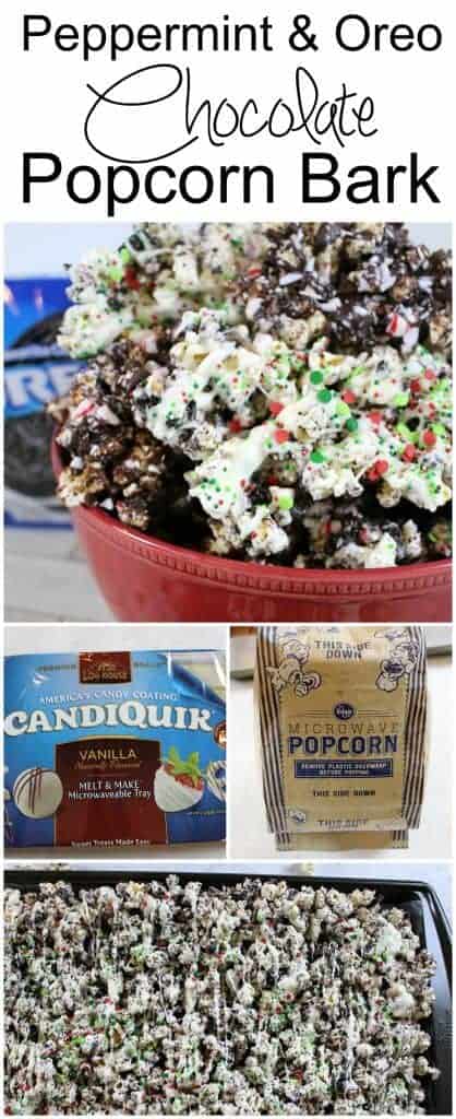 Peppermint Oreo Popcorn Bark a no-bake easy holiday dessert