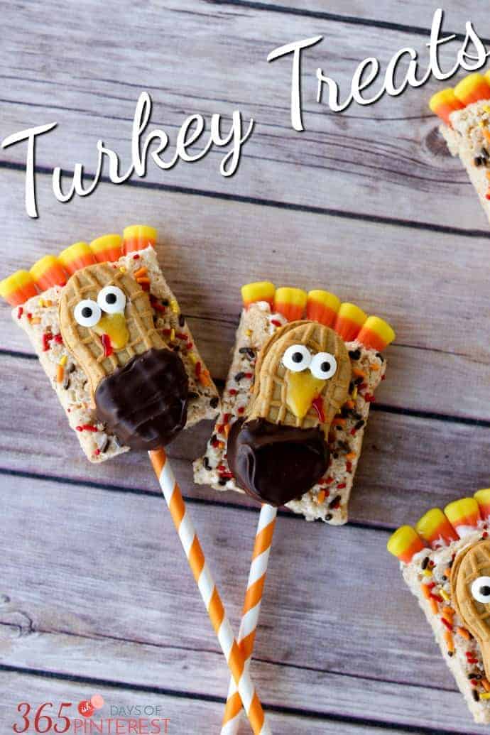 These Rice Krispie Treat Turkey Treats are perfect for class parties, the kids' table for Thanksgiving or just as a fun activity to do in the kitchen with your kids!