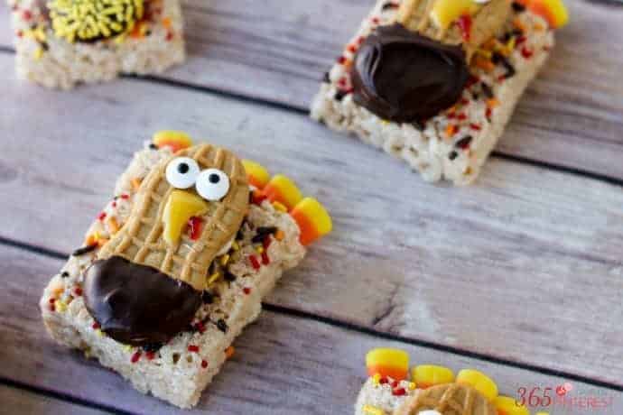 turkey treats Thanksgiving snacks Rice Krispie Treats candy eyes