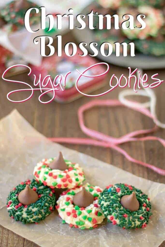 Christmas Blossom Sugar Cookies Hershey Kiss Thumb Print Cookies