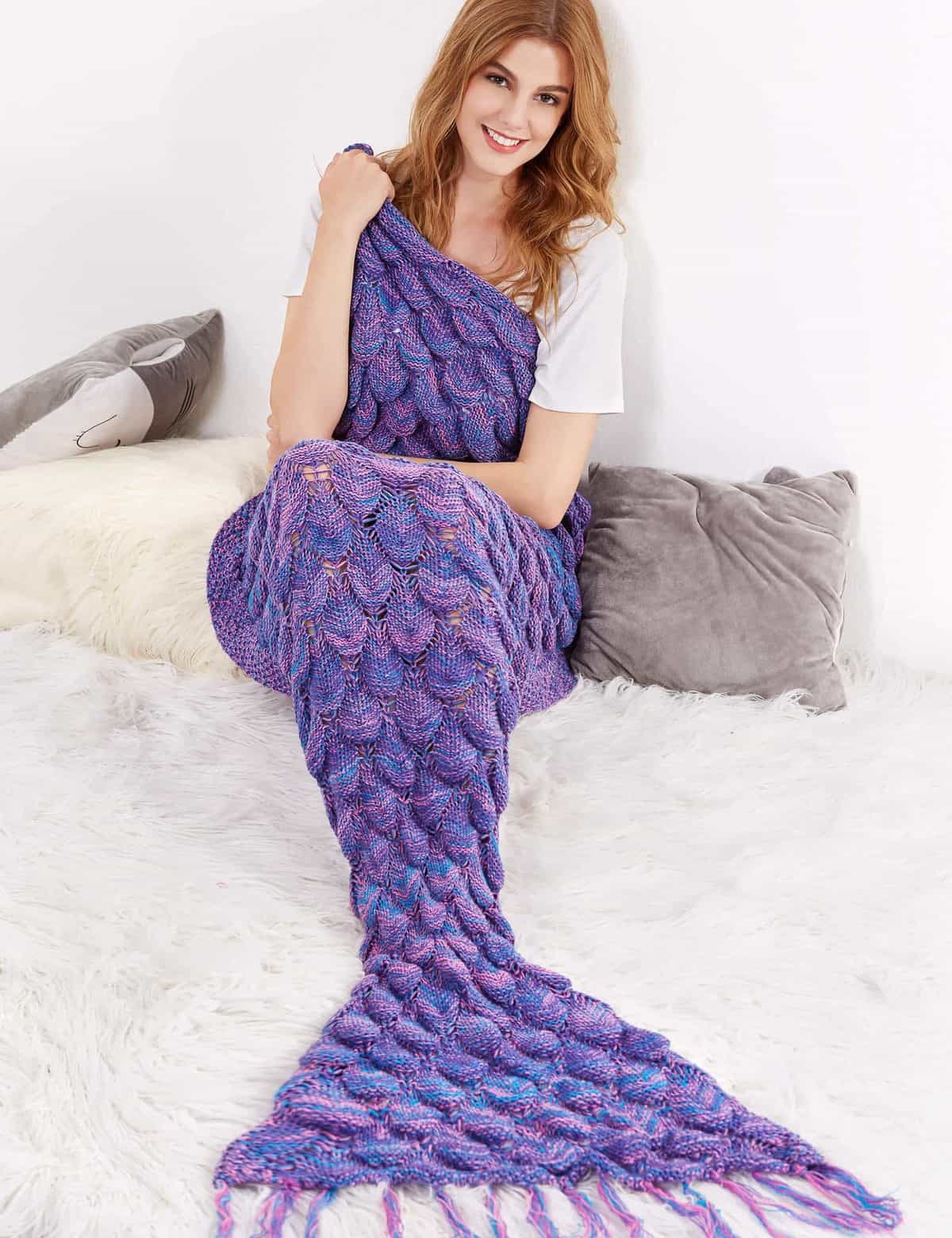 Textured Knit Mermaid Blankets via SheIn