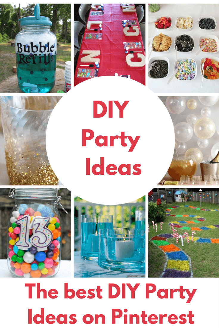 A collage image of DIY party ideas