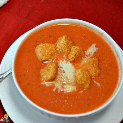 A bowl of soup, with Slow cooker and Tomato soup