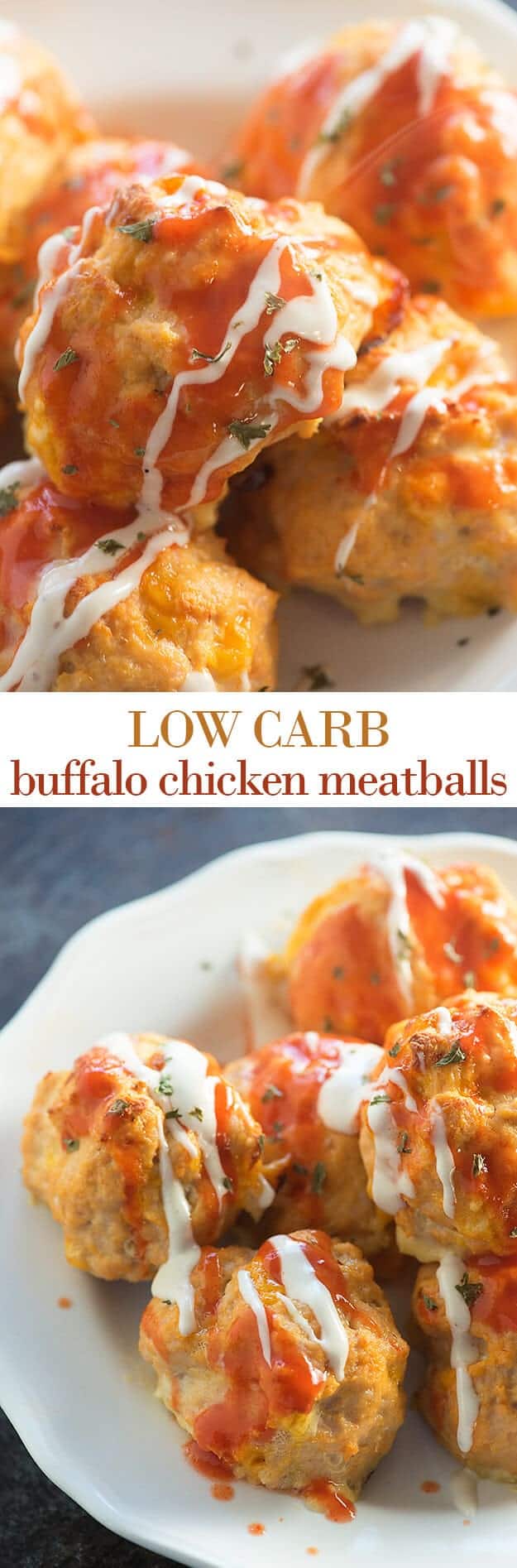 Low Carb Gluten Free Buffalo Chicken Meatballs by Buns in My Oven | Favorite Low Carb Recipes