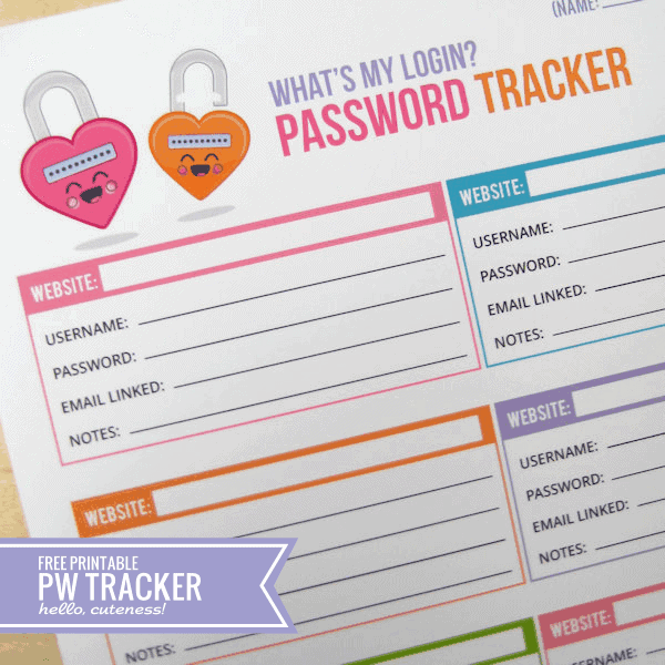 Password Tracker by Hello Cuteness | Parent Organization Hacks featured on Princess Pinky Girl