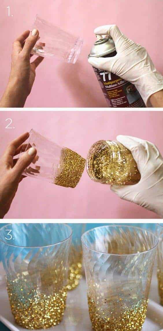 DIY Glitter glass from Guff.com These DIY Birthday Party Ideas are awesome! 