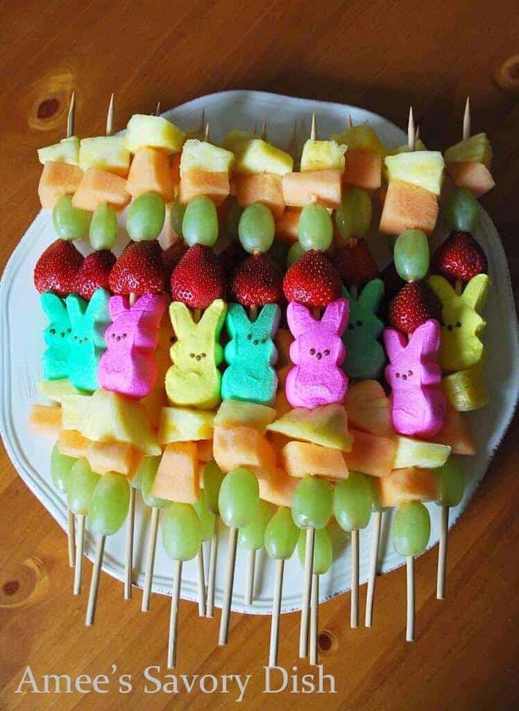 Easter Fruit Kabobs (with PEEPS) so cute!