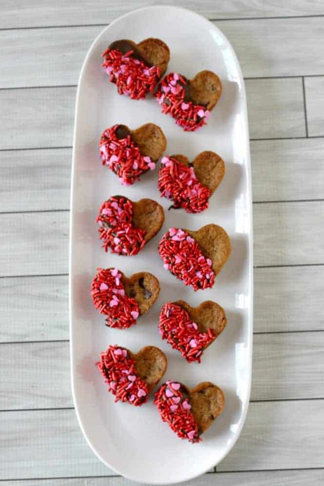 Valentine's Day Heart chocolate chip cookies
