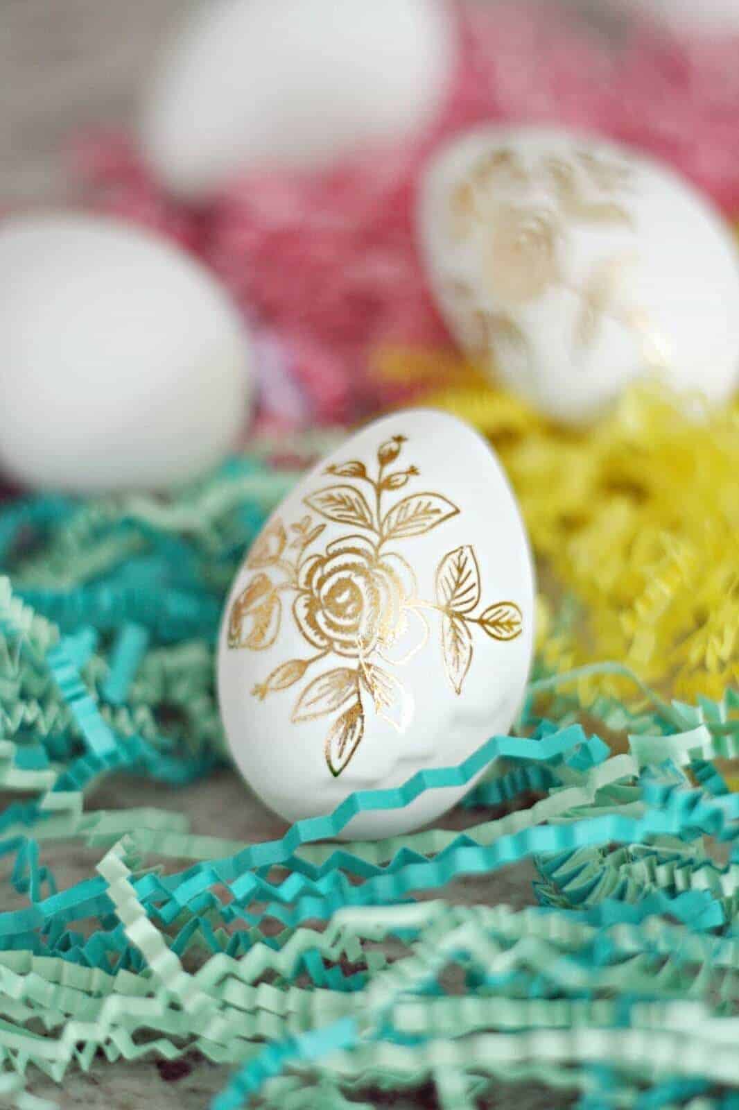 Easter Eggs with Gold Foil Tattoos by Mod Podge Rocks 
