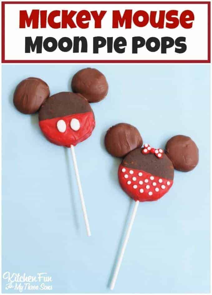 Mickey Mouse Moon Pie Pops by Kitchen Fun with My Three Sons | Mickey Mouse Ideas that you will love! 