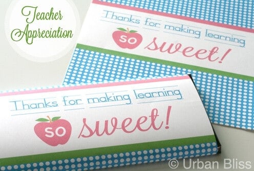 Teacher Appreciation Candy Bar Wrapper by Urban Bliss | Teacher Appreciation Gift Ideas that Rule!