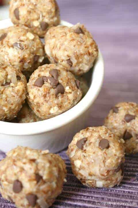 Almond joy no-bake snack bites in a bowl