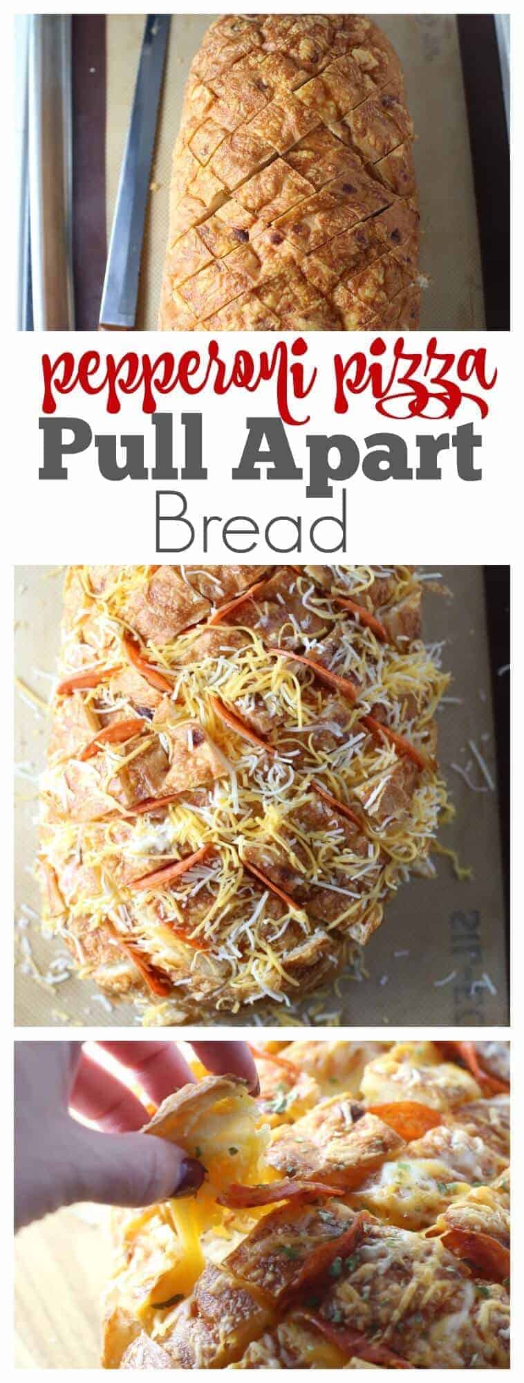 Pepperoni Pizza Pull Apart Bread - Easy and delicious appetizer, side dish and after school snack!