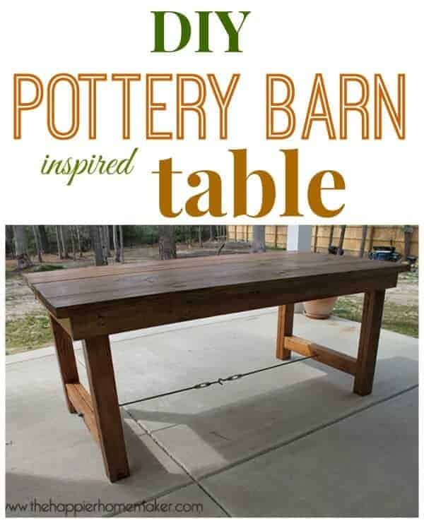 Pottery Barn Inspired Outdoor Dining Table by The Happier Homemaker | Budget Backyard Project Ideas