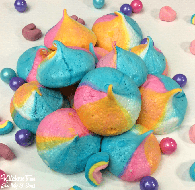 Unicorn Poop Meringue Cookies by Kitchen Fun with My Three Sons | Whimsical DIY Unicorn Ideas