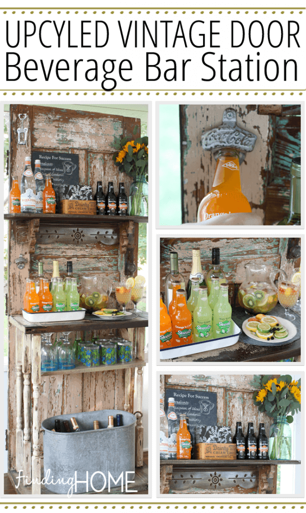 Upcycled Vintage Door Beverage Station by Finding Home Farms | Garage Sale Makeovers that Wow! 