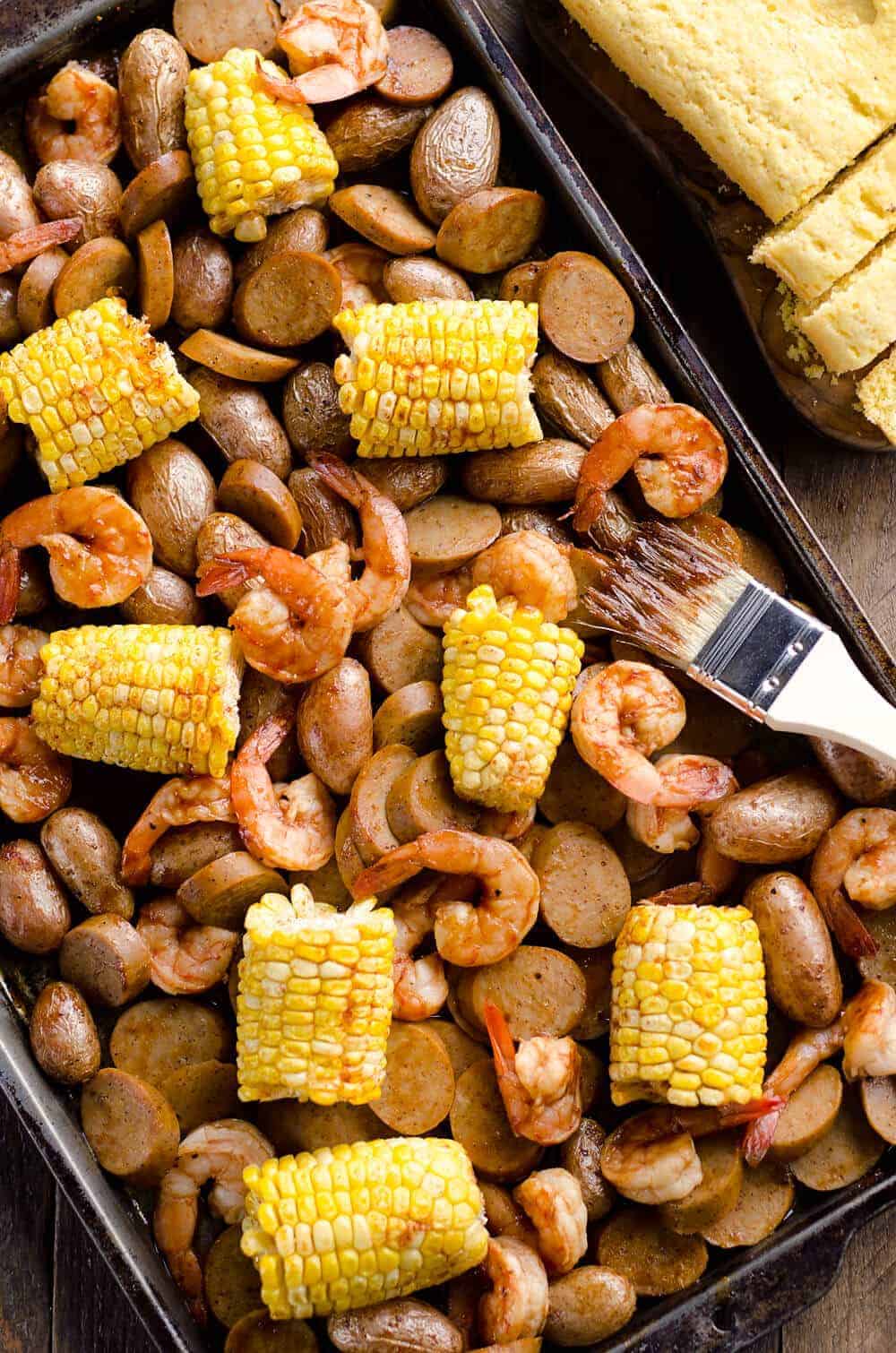 BBQ Shrimp Sausage Sheet Pan Dinner by The Creative Bite | Easy Sheet Pan Dinner Ideas that Make Dinner Easy and Delicious!