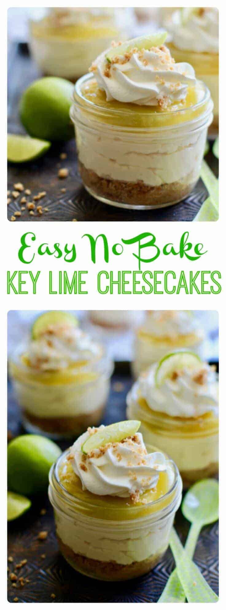 These individual Easy No Bake Mini Key Lime Cheesecakes are perfectly fresh with a side of tart and are ready in under 30 minutes!
