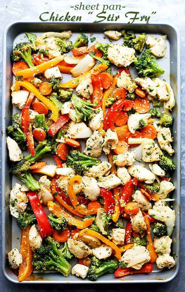 Sheet Pan Chicken Stir Fry my Diethood |Easy Sheet Pan Dinner Ideas that Make Dinner Easy and Delicious! 
