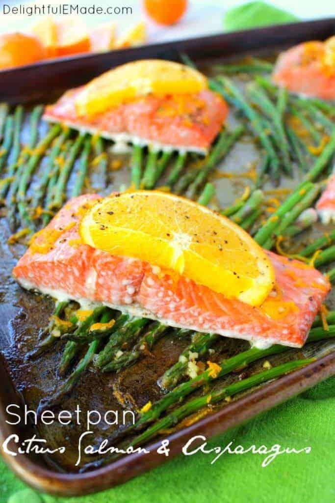 Sheet Pan Citrus Salmon and Asparagus by Delightful E Made |asy Sheet Pan Dinner Ideas that Make Dinner Easy and Delicious! 