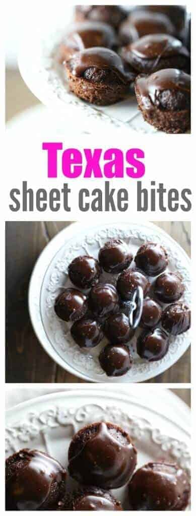 Texas Sheet Cake Bites - the perfect bite sized dessert for a crowd