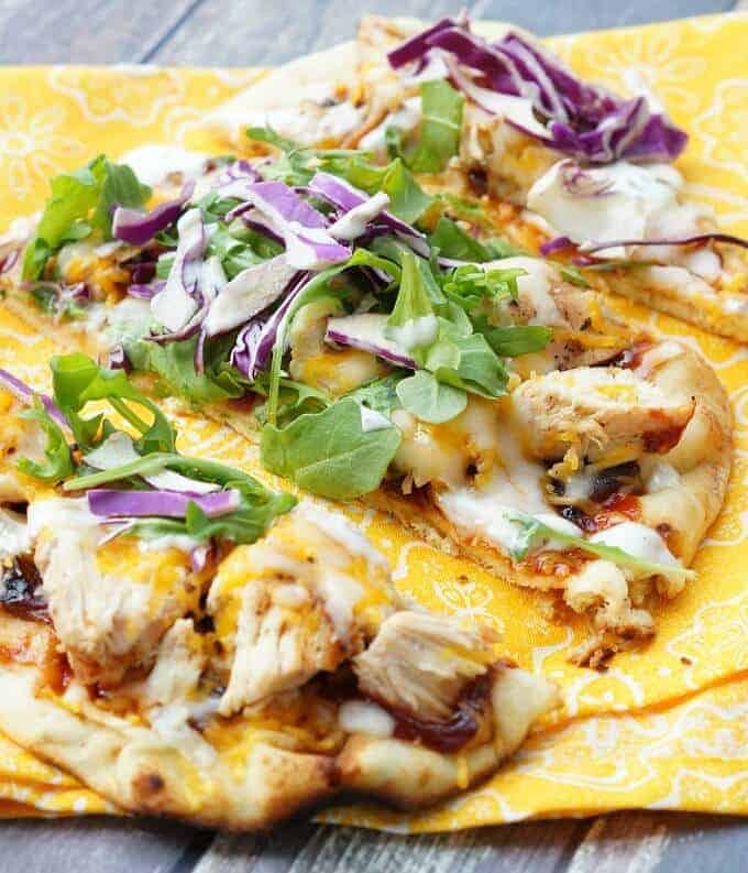 Naan flatbread with BBQ Chicken