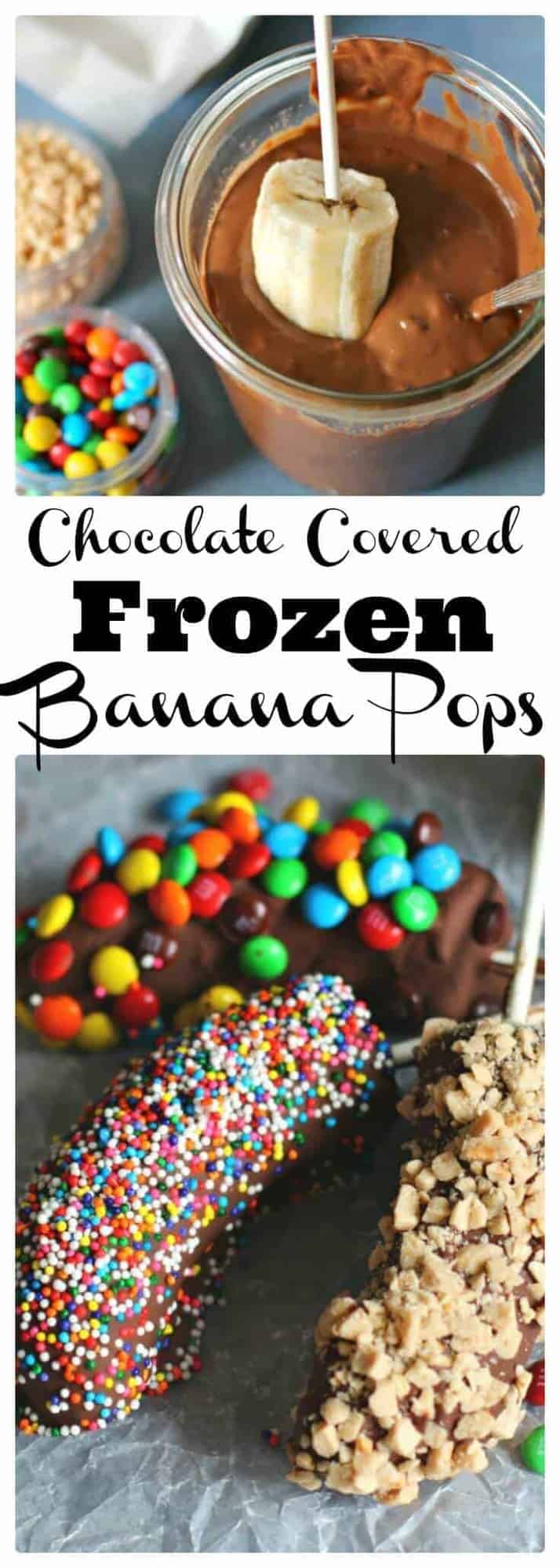 These Frozen Chocolate Dipped Bananas will not only be a fun activity to do with your kids, but they will be a fresh, healthy treat for their bottomless stomachs! Pick your toppings: M&M's, sprinkles, nuts, coconut!