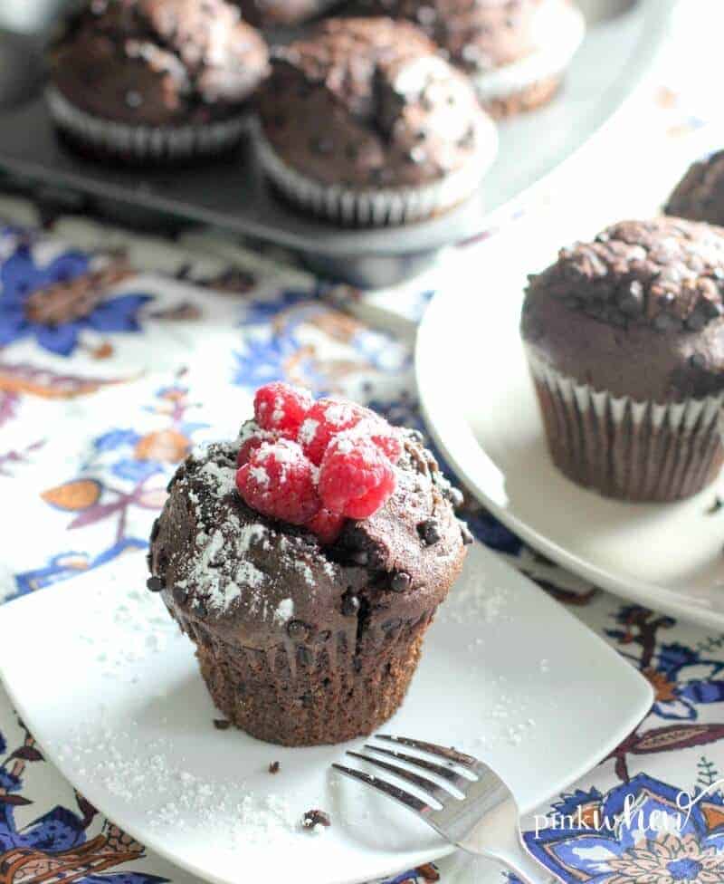 Chocolate raspberry breakfast muffins - easy to make and the most delicious treat!