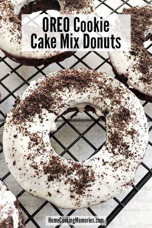 Oreo Cake Mix Donuts by Home Cooking Memories | The best cake mix hacks and recipes on Pinterest! Turn an ordinary box of cake mix into a homemade masterpiece