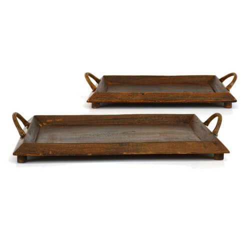 Sheas Wildflowers 2 Piece Wooden Tray Set | Farmhouse Decor Items for the Fixer Upper Look