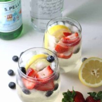 Skinny summer cocktail with vodka and pellegrino