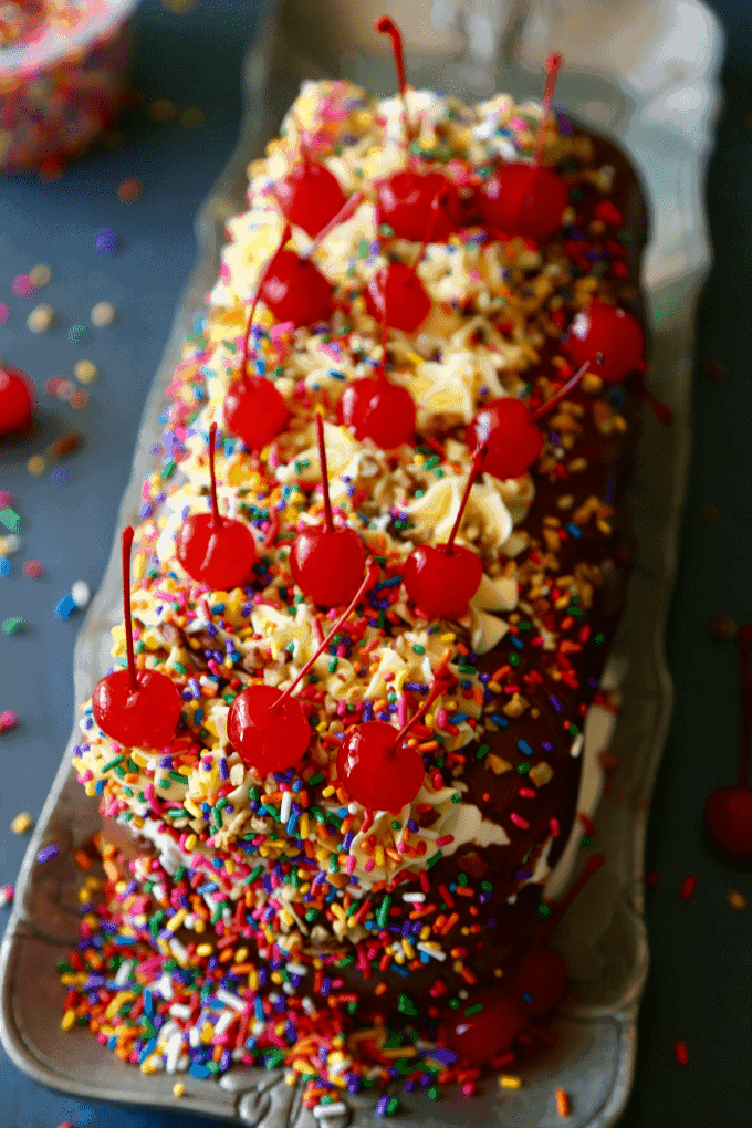 This No Bake Ice Cream Cake has layers of pound cake, your favorite ice cream flavors and is covered by yummy cool whip! Add your favorite toppings, like hot fudge, sprinkles and whipped cream and you will have a delicious dessert ready in no time! 