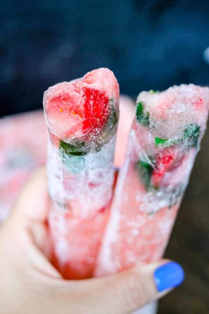 Strawberry Basil Margarita Popsicles by Domestic Superhero and other amazing adult popsicle recipes!