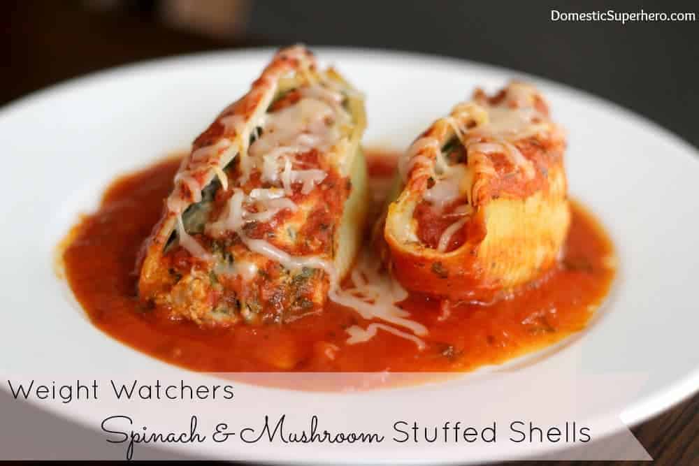 Weight Watchers Spinach and Mushroom Stuffed Shells by Domestic Superhero