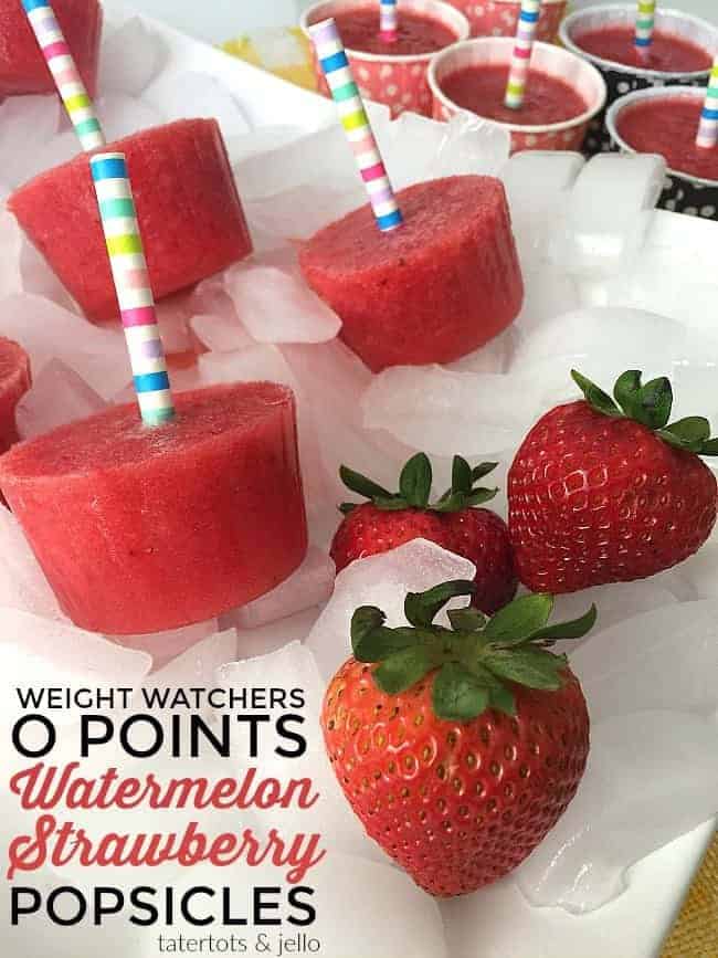 Weight Watchers Zero Points Watermelon and Strawberry Popsicles by Tatertots and Jello