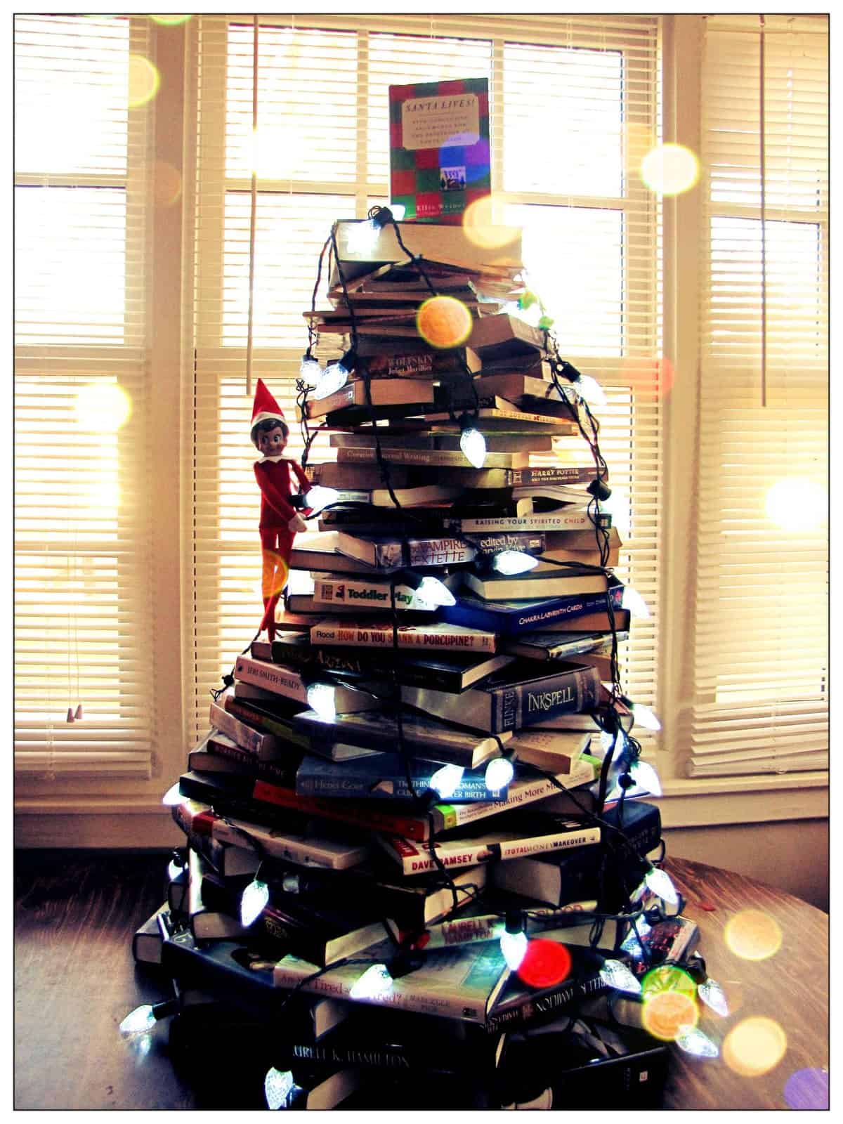 Book Christmas Tree by A Little Crunchy and other unique Christmas Tree Decorating Ideas