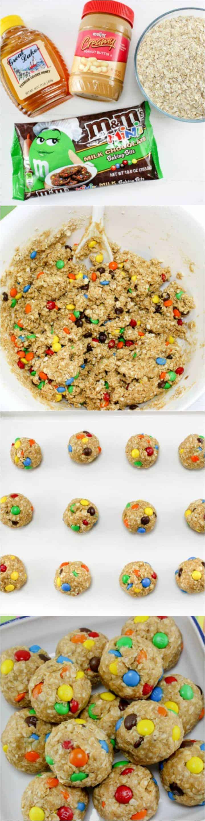 No Bake Monster Cookie Oatmeal Balls - the perfect after school snack