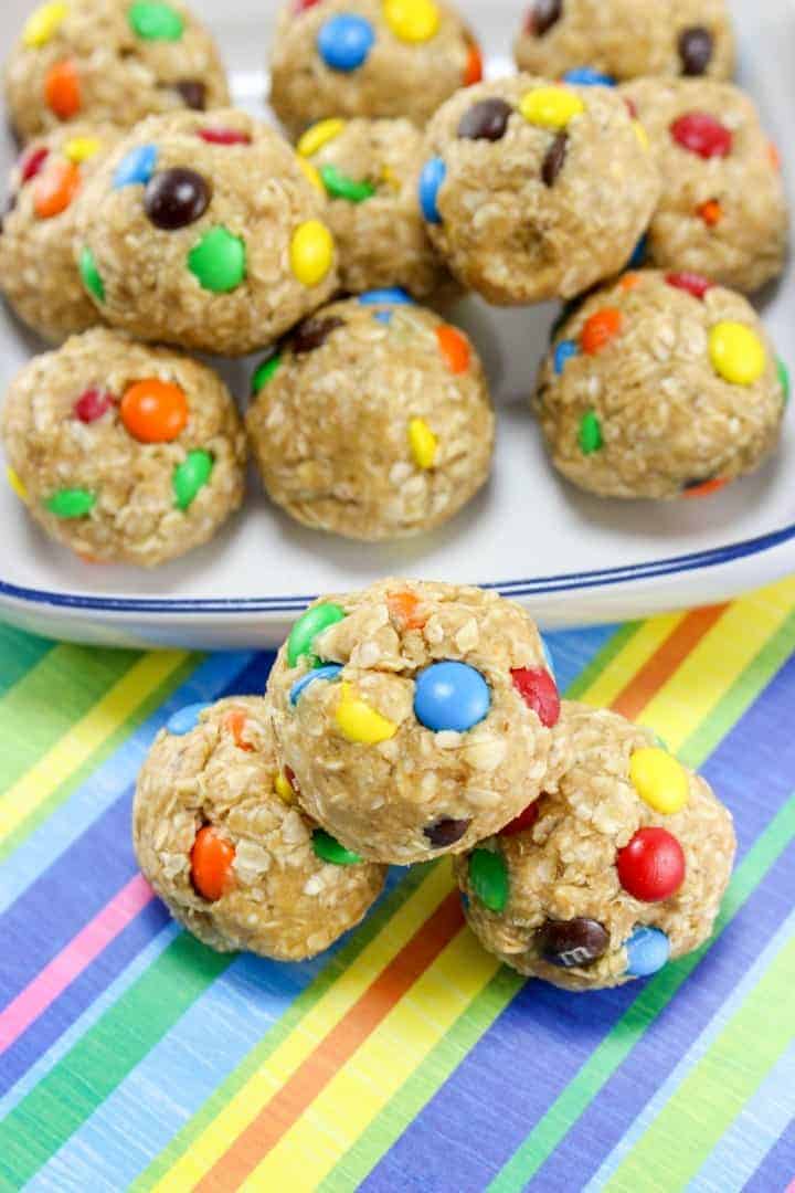 No Bake Monster Cookie Oatmeal Energy Balls