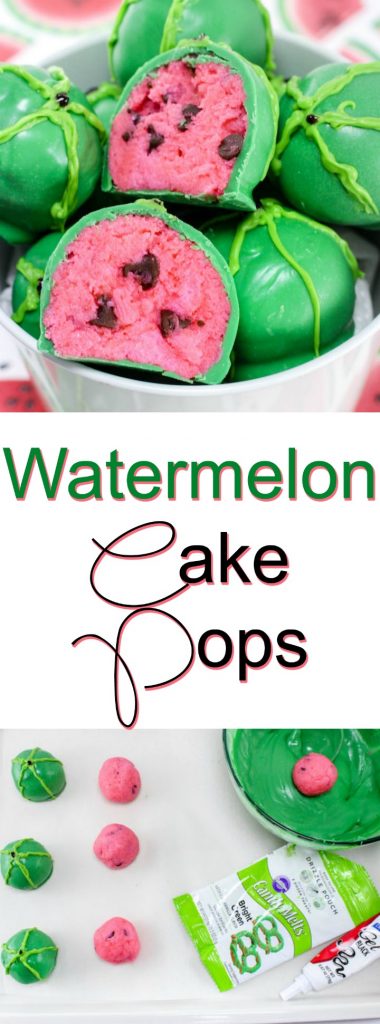 Watermelon Cake Pops - bite sized chocolate candy coated desserts that are perfect for your next party
