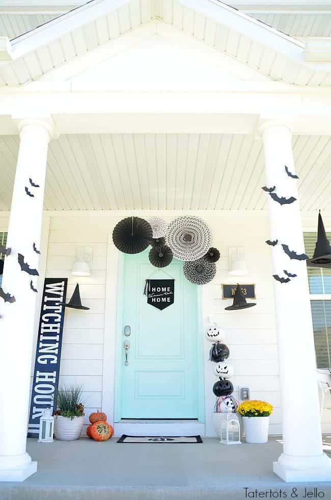 Witching Hour Front Door by Tatertots and Jello | Frighteningly Fabulous Halloween Door Decor Ideas