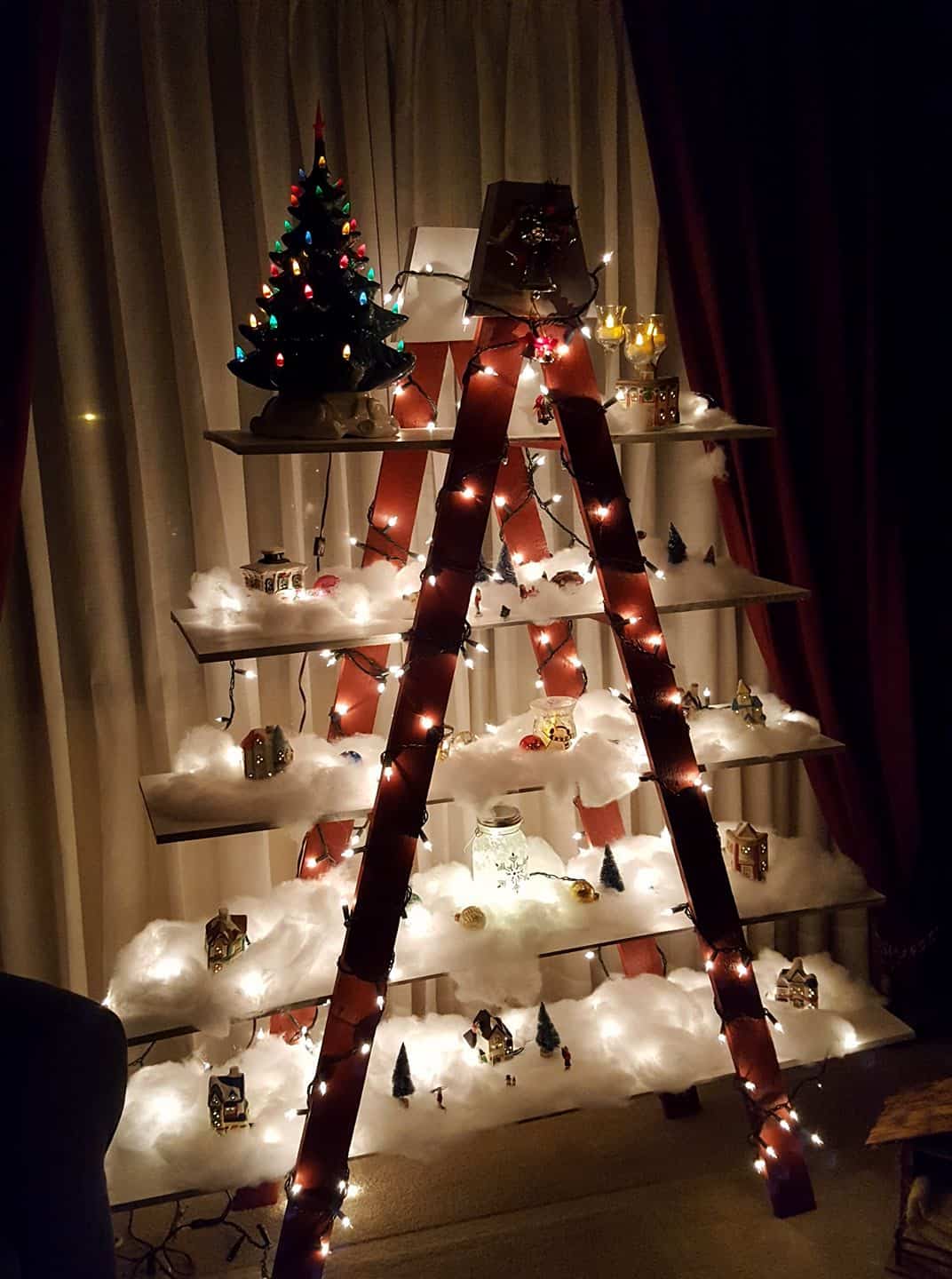 Christmas Tree made from shelves and lights a gorgeous Christmas Tree Alternative