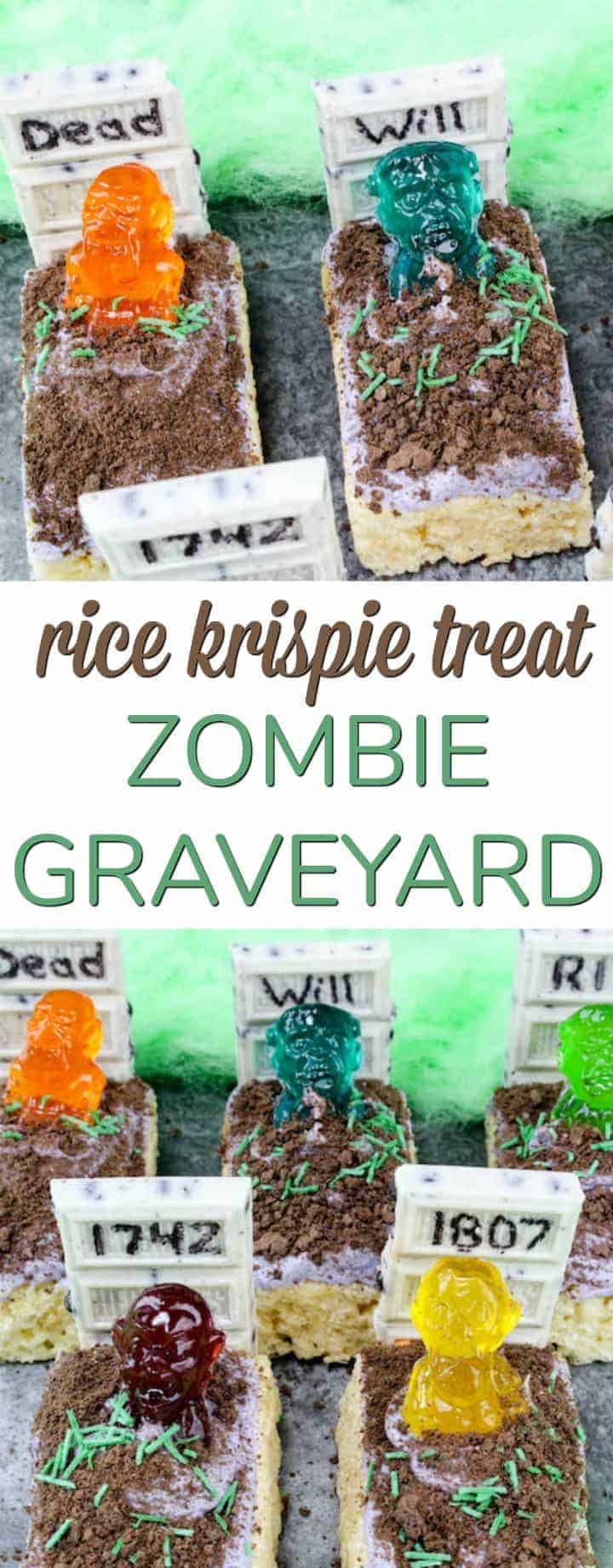 Friandise d'Halloween facile - Cimetière de zombies Rice Krispie Treat - parfait pour une fête en classe d'école