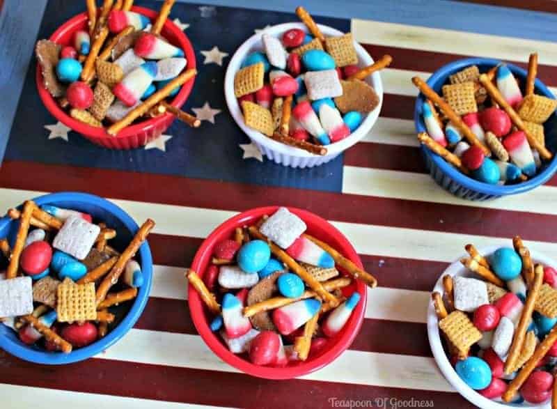 Patriotic Chex Mix by Teaspoon of Goodness and other amazing Chex Mix Recipes!