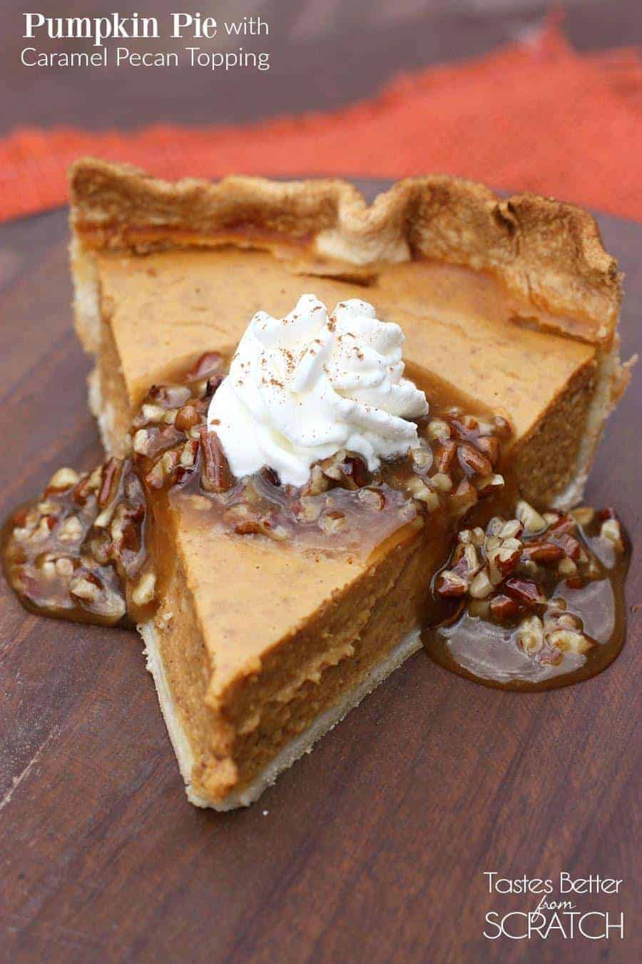 Pumpkin Pie with Caramel Pecan Topping by Tastes Better From Scratch | Pumpkin Pie Recipes and Pumpkin Pie Flavored Recipes! 