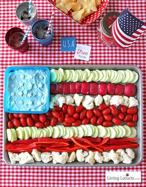 American Flag Vegetable Tray by Living Locurto and other great veggie tray ideas