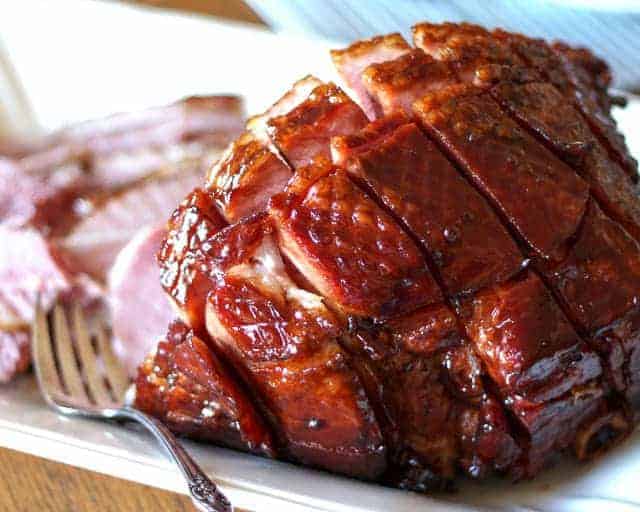 Balsamic and Dijon Glazed Ham by Barefeet in the Kitchen and other easy Thanksgiving main dishes with a twist