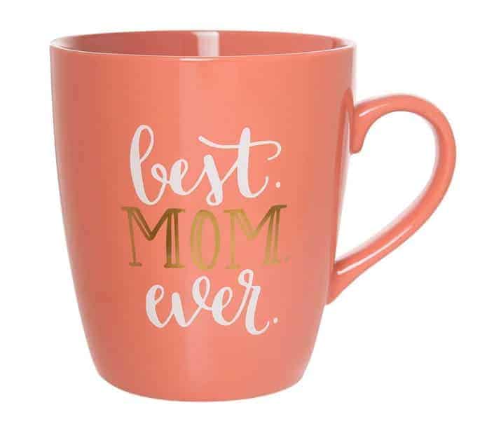 An orange mug that says best mom ever