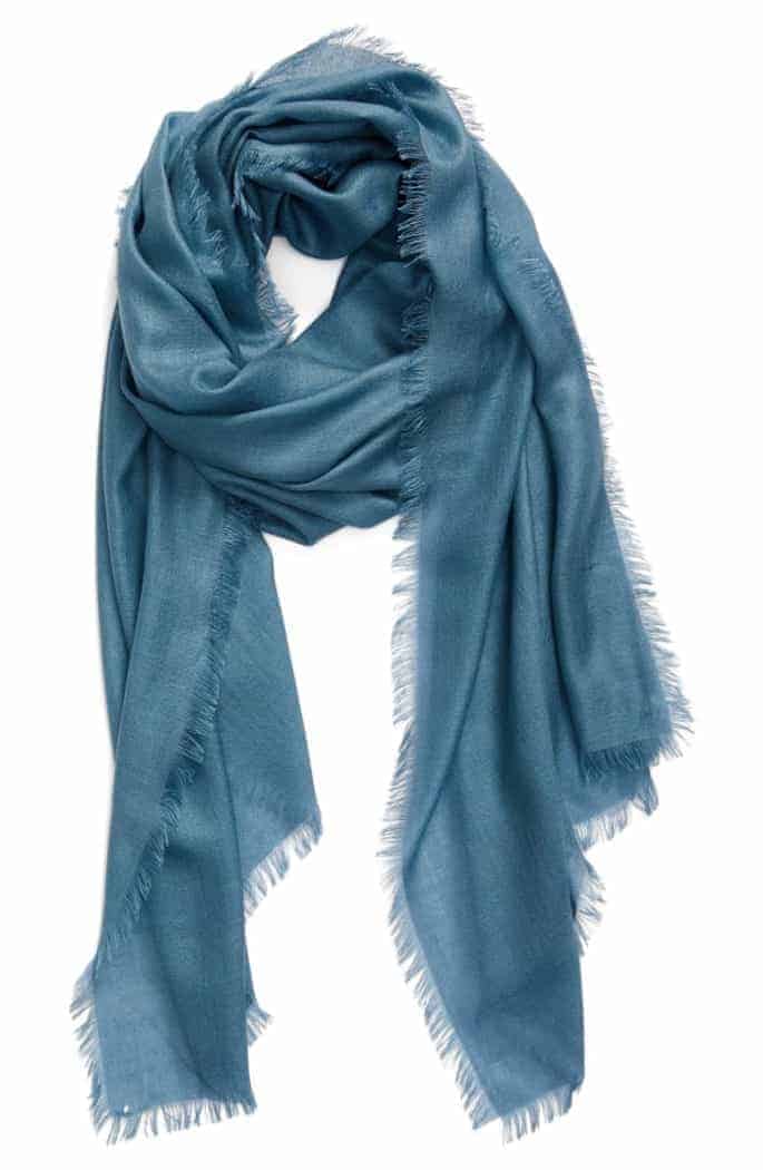 A blue cashmere and silk scarf
