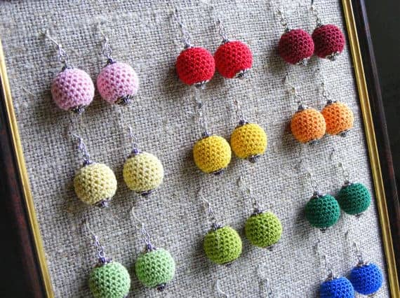 Crochet Bead Earrings via ETSY | These are not your grandma's crochet ideas! These cool crochet patterns and handmade items are just plain fabulous! 