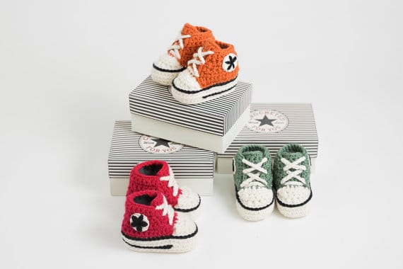 Crochet High Top Baby Booties via ETSY |These are not your grandma's crochet ideas! These cool crochet patterns and handmade items are just plain fabulous! 